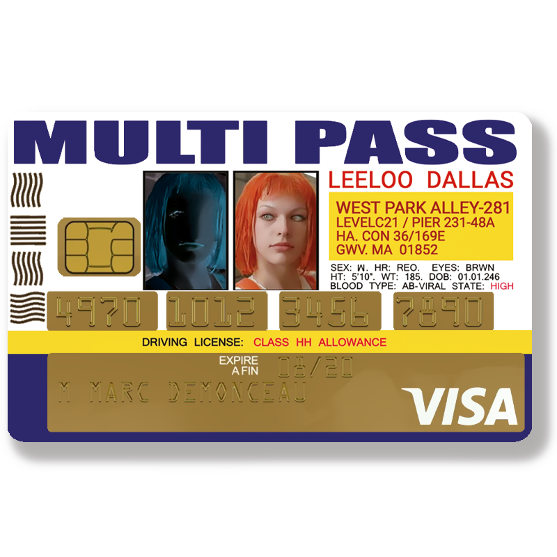 Sticker pour carte bancaire, LEELOO Multi Pass – Sticker pour carte bancaire, disponible en deux formats.