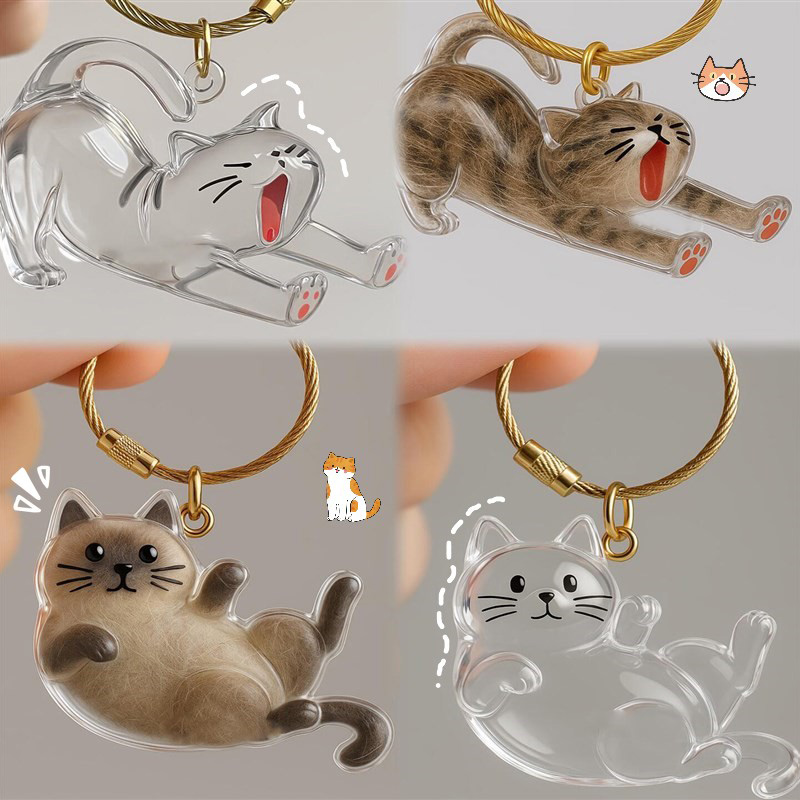 Capsule porte-clé souvenir pour poils de chat – pendentif commémoratif pour animal