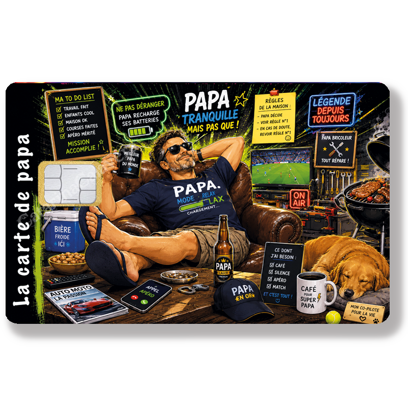 Sticker pour carte bancaire, Format US - La carte du papa