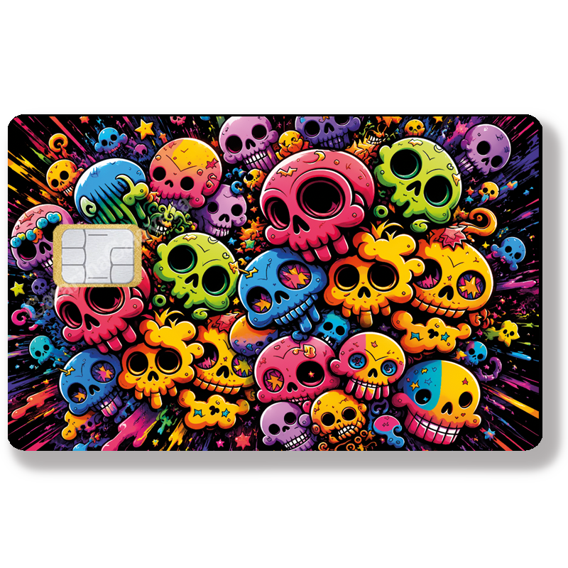 Autocollant pour carte bancaire, Sticker pour carte bancaire, Skeleton, format US