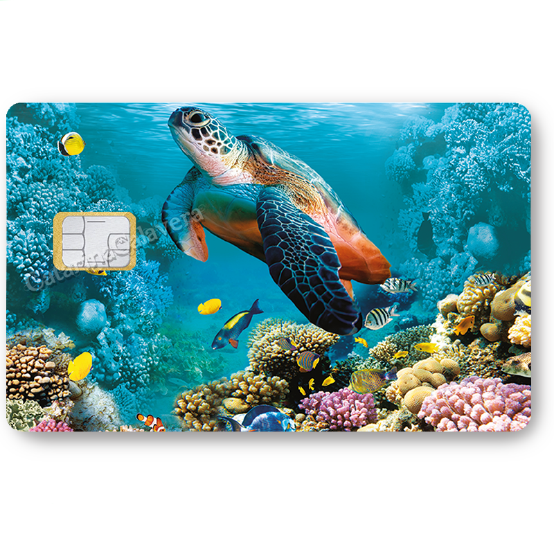 Autocollant pour carte bancaire, Sticker pour carte bancaire, la tortue marine