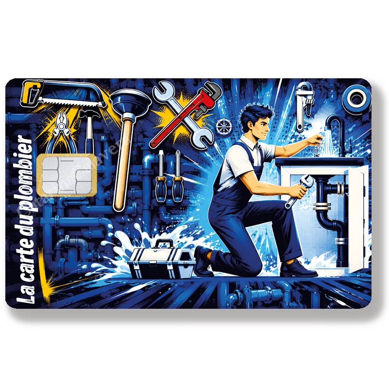 Sticker pour carte bancaire, Format US - La carte du plombier