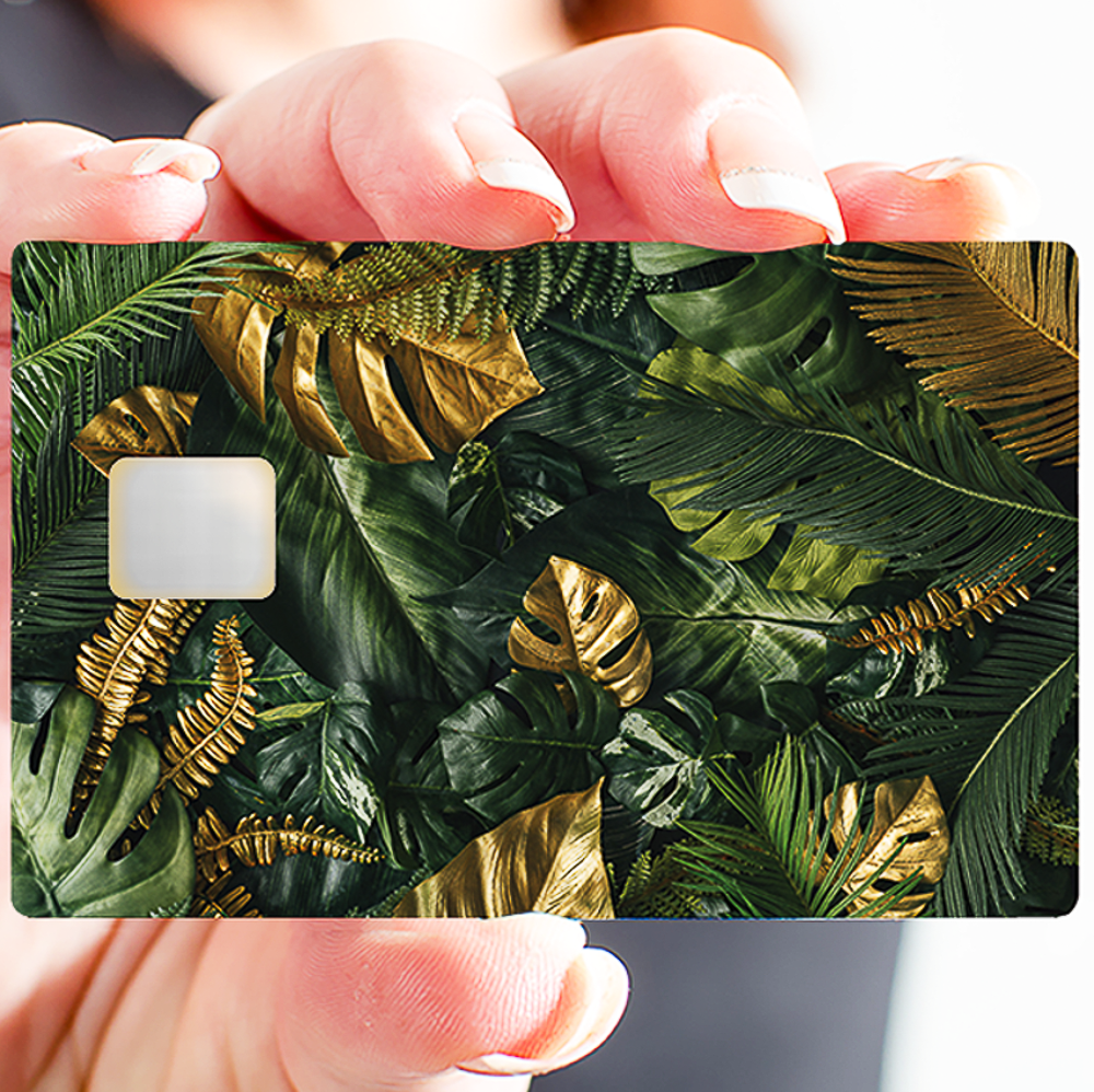 Sticker pour carte bancaire, Forêt tropicale dorée