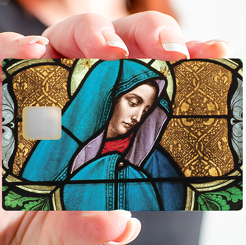 Sticker pour carte bancaire, La vierge du vitrail