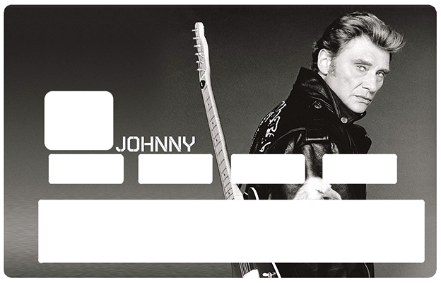 Sticker pour carte bancaire, Johnny Hallyday N&B, edit. limitée 300 ex