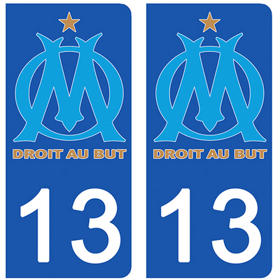 2 stickers pour plaque d'immatriculation Auto, 13, Olympique Marseillais, OM edition Limitée 100 ex.