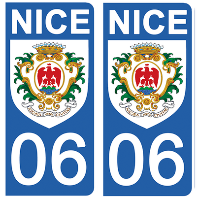 2 stickers pour plaque d'immatriculation Auto, 06 Blason de NICE FB