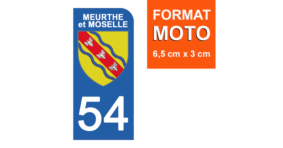 Autocollants Département 54 Meurthe-et-Moselle - Lot De 4 Stickers Pour Plaques D'immatriculation - Noir, Format Officiel
