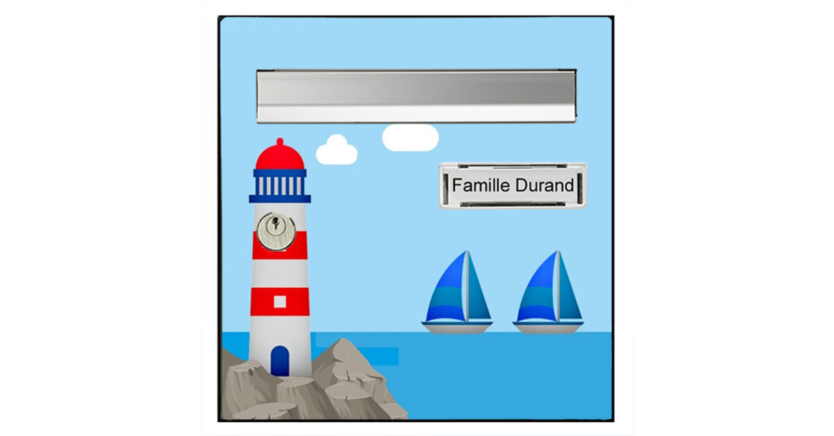 Sticker Décoration Boîte Aux Lettres 'Plage' 30x30cm - Réf. 483, Marque Art Déco Stickers, Neuf