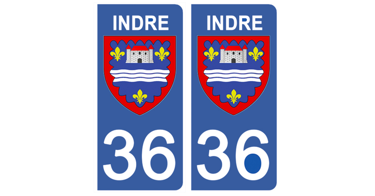Autocollants Plaques Immatriculation Département 36 Indre - Lot De 2 Stickers, Dimensions Officielles 45x100 Mm - 11
