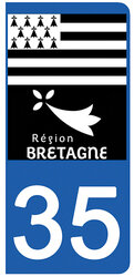 Autocollant Département 35 Bretagne - Sticker Plaque Immatriculation