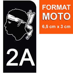 1 sticker pour plaque d'immatriculation MOTO , 2B CORSE, noir