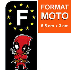 Sticker pour plaque d'immatriculation MOTO, EUROBAND, Bleu ou Noir,  Deadpool, Skull, Pirate