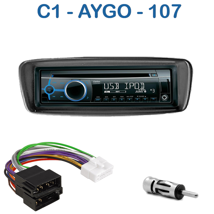 Autoradio 1DIN Citroën C1, Peugeot 107 & Toyota Aygo avec CD/USB/mp3