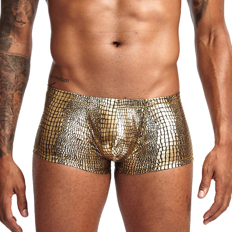 Boxer-en-cuir-de-peau-de-serpent-pour-homme-sous-v-tement-Sexy-de-marque-ouvert