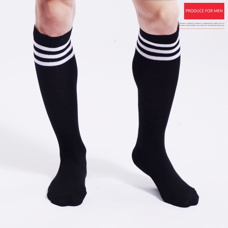 Chaussettes-unisexes-rayures-noires-et-blanches-pour-hommes-chaussettes-de-Sport-confortables-rayures-en-coton-noires