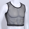 IEFiEL-Hommes-Sans-Manches-See-through-Mesh-R-sille-Muscle-Slim-Fit-Style-Court-Wetlook-D