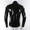 IEFiEL-Hommes-de-V-tements-Brillant-M-tallique-Manches-Longues-Avant-Zip-Col-montant-Tops-Wet