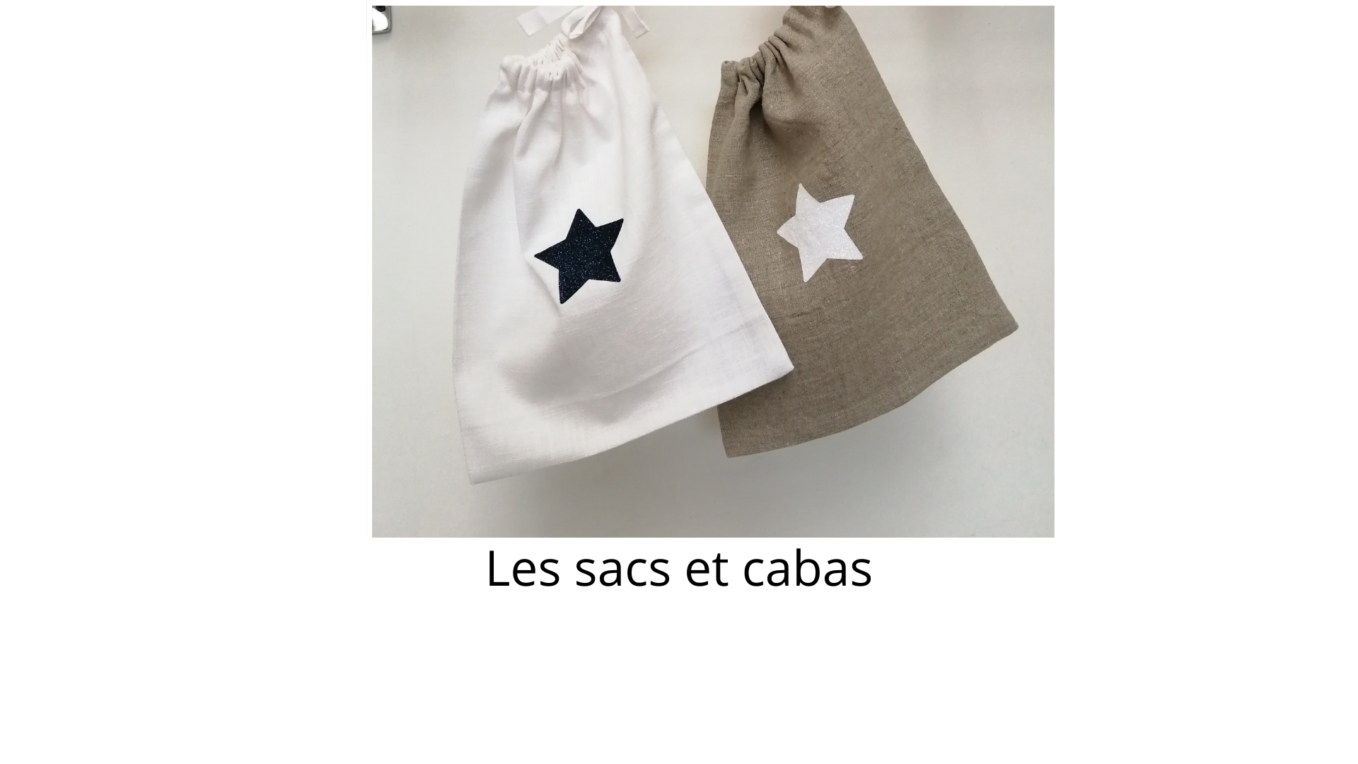 Sacs en lin blanc et naturel motif étoile Fibres et Aiguilles