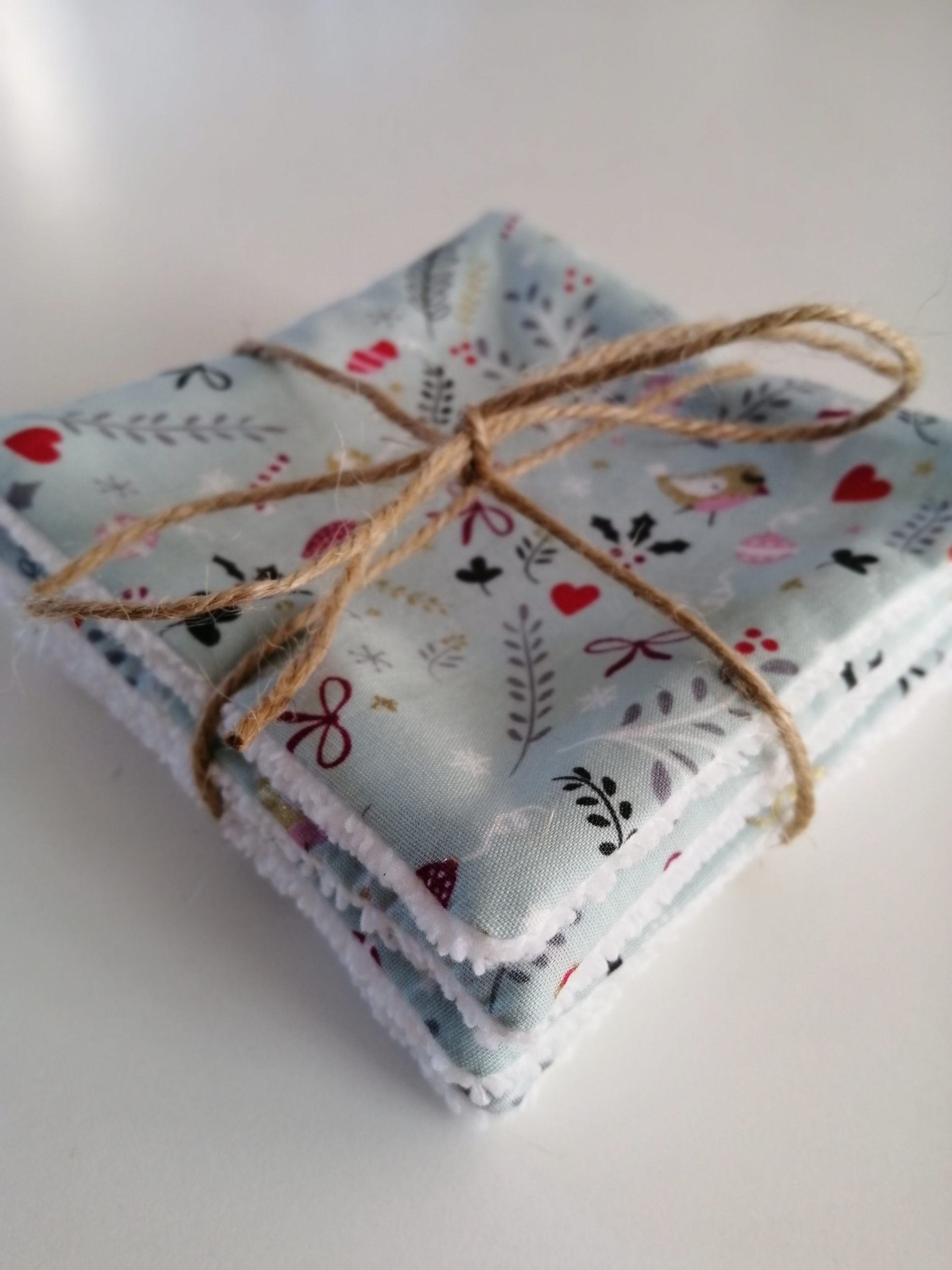 Lot de 4 lingettes réutilisables pur bébé motif Noël