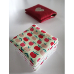 Pochette lin rouge + lingettes pommes 1