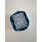 Panier lin blanc et lingettes asanoha bleu 6