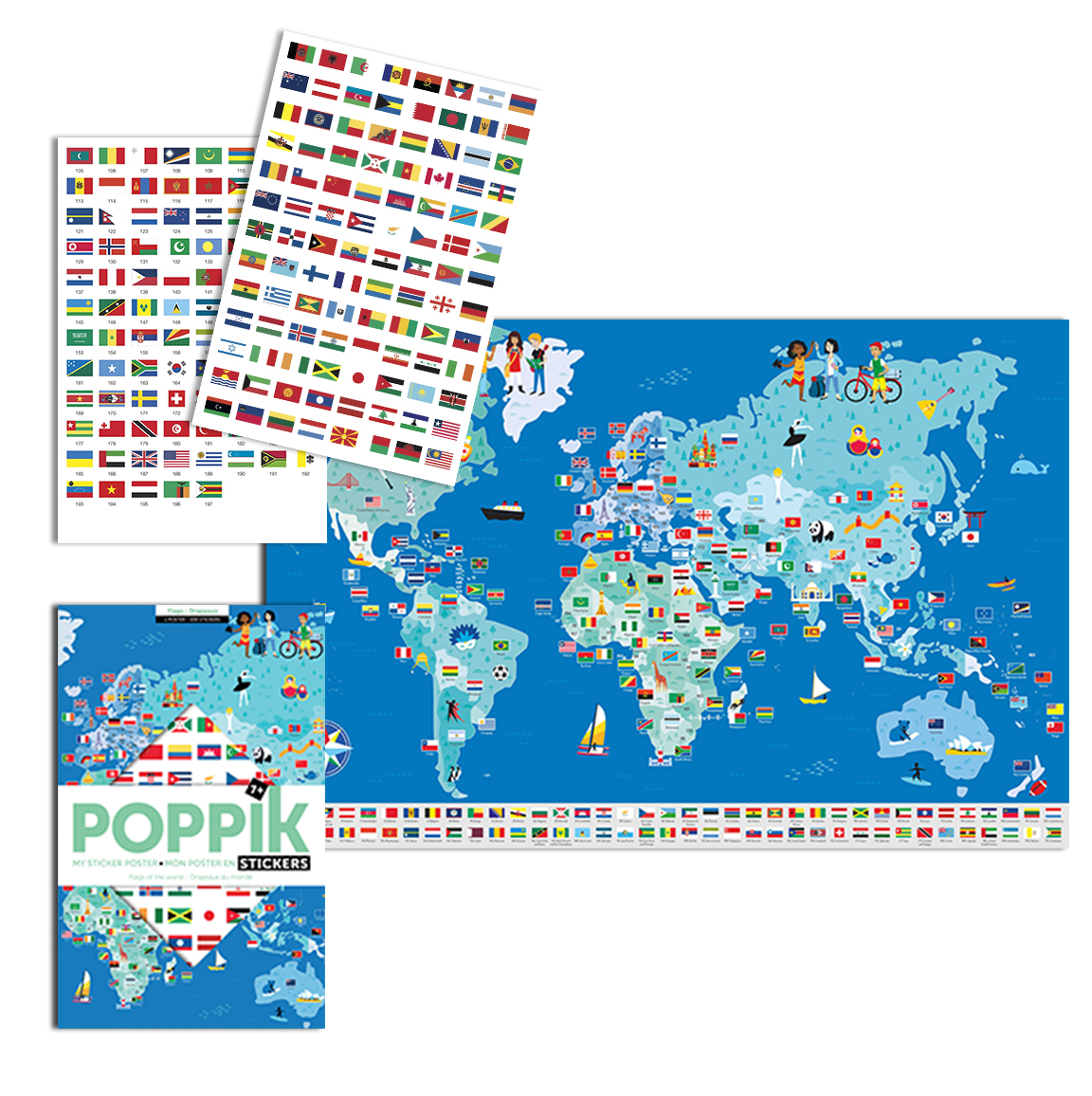 poppik flags discovery stickers poster affiche jeu educatif