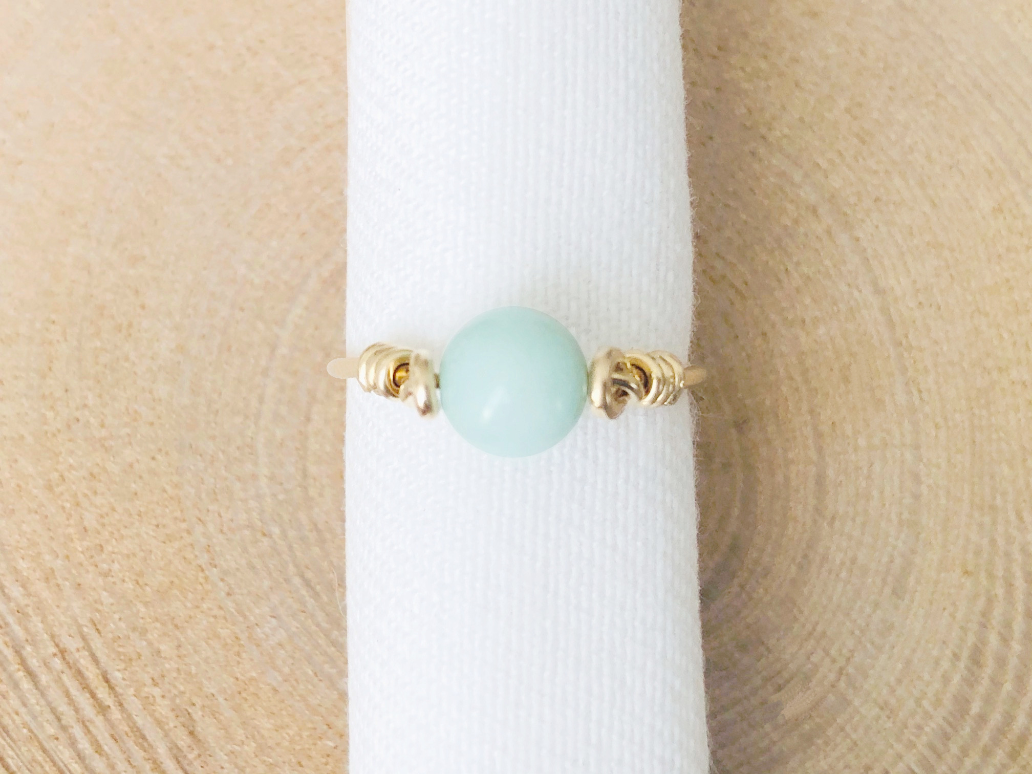 Bague MALAK2 or gold filled perle semi precieuse agate couleur verte minimaliste