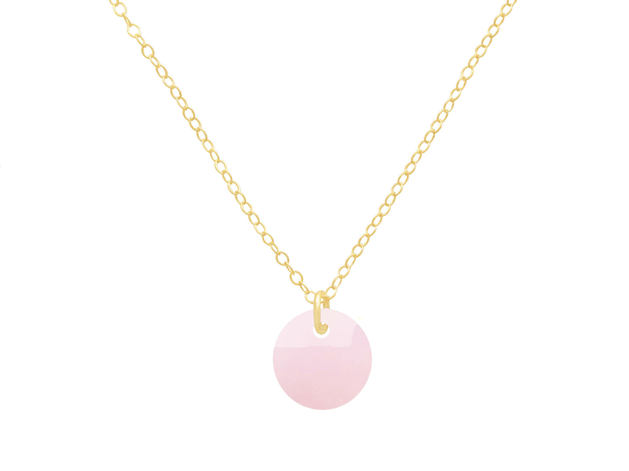 Collier DAÏMAA or gold filled 14K pendentif pierre naturelle semi précieuse calcédoine rose-minimaliste-bohème- MARJANE et Cie