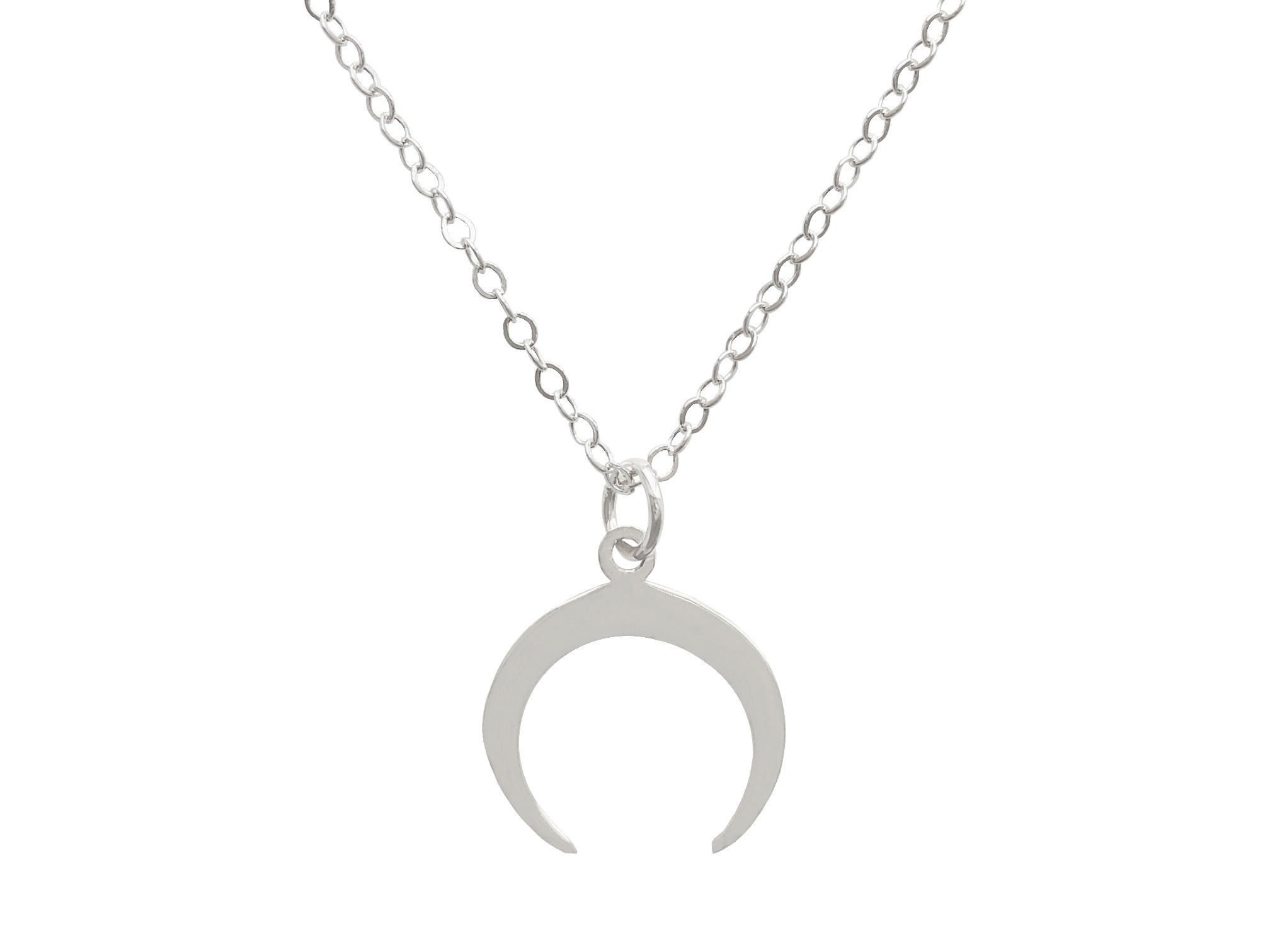 Collier AKMAR argent massif 925 pendentif croissant de lune oriental-minimaliste-bohème - MARJANE et Cie