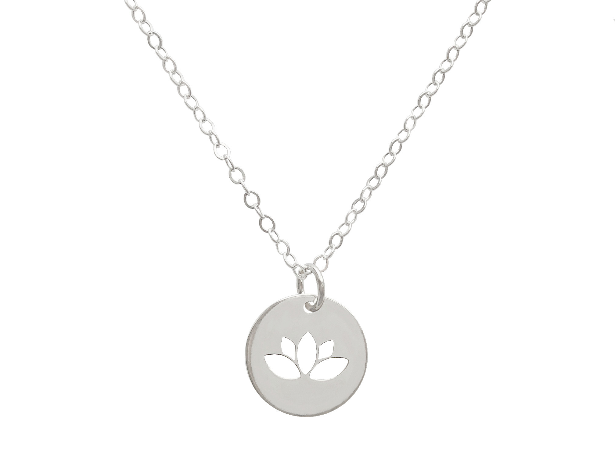 Collier ALDJIA argent massif 925 pendentif fleur de lotus-ras du cou-minimaliste-bohème - MARJANE et Cie