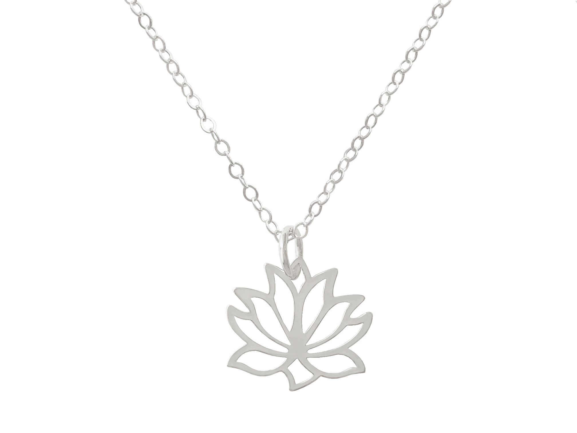 Collier FELLA argent massif 925 pendentif fleur de lotus mystique-minimaliste - MARJANE et Cie