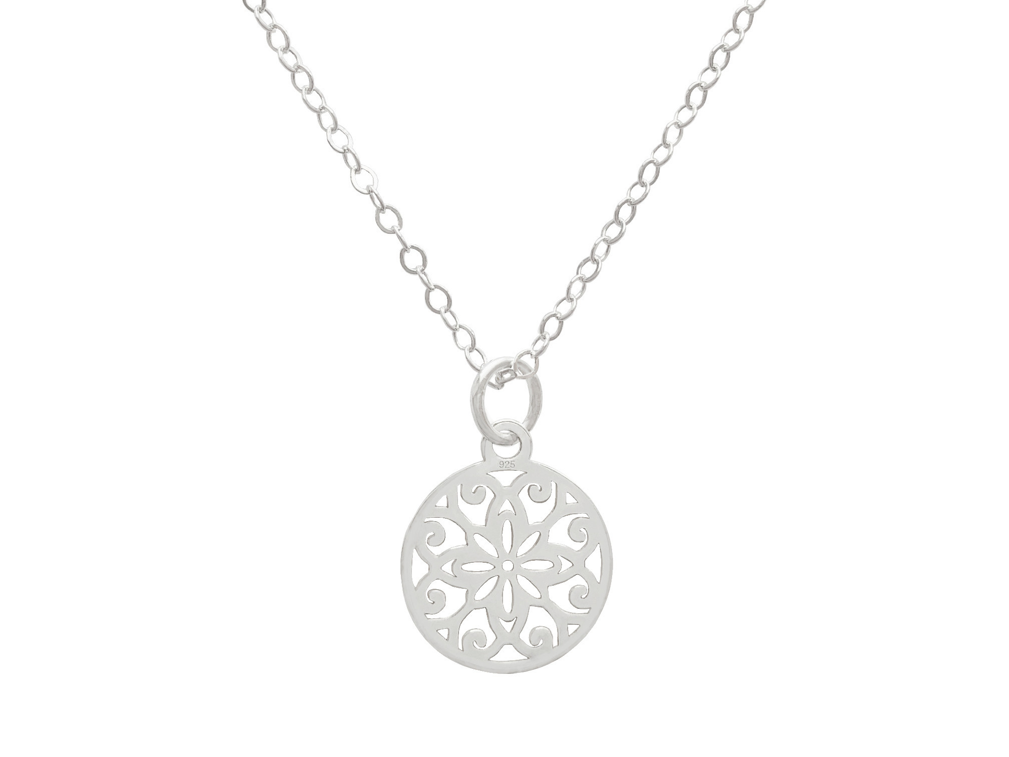 Collier FERIEL argent massif 925 petit pendentif rond fleur-ras du cou-minimaliste-bohème - MARJANE et Cie