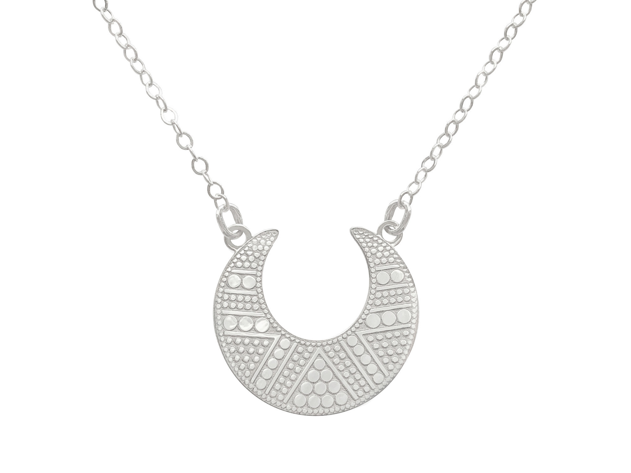 Collier LILIA argent massif 925 pendentif croissant de lune motif ethnique-minimaliste-bohème-ras du cou - MARJANE et Cie