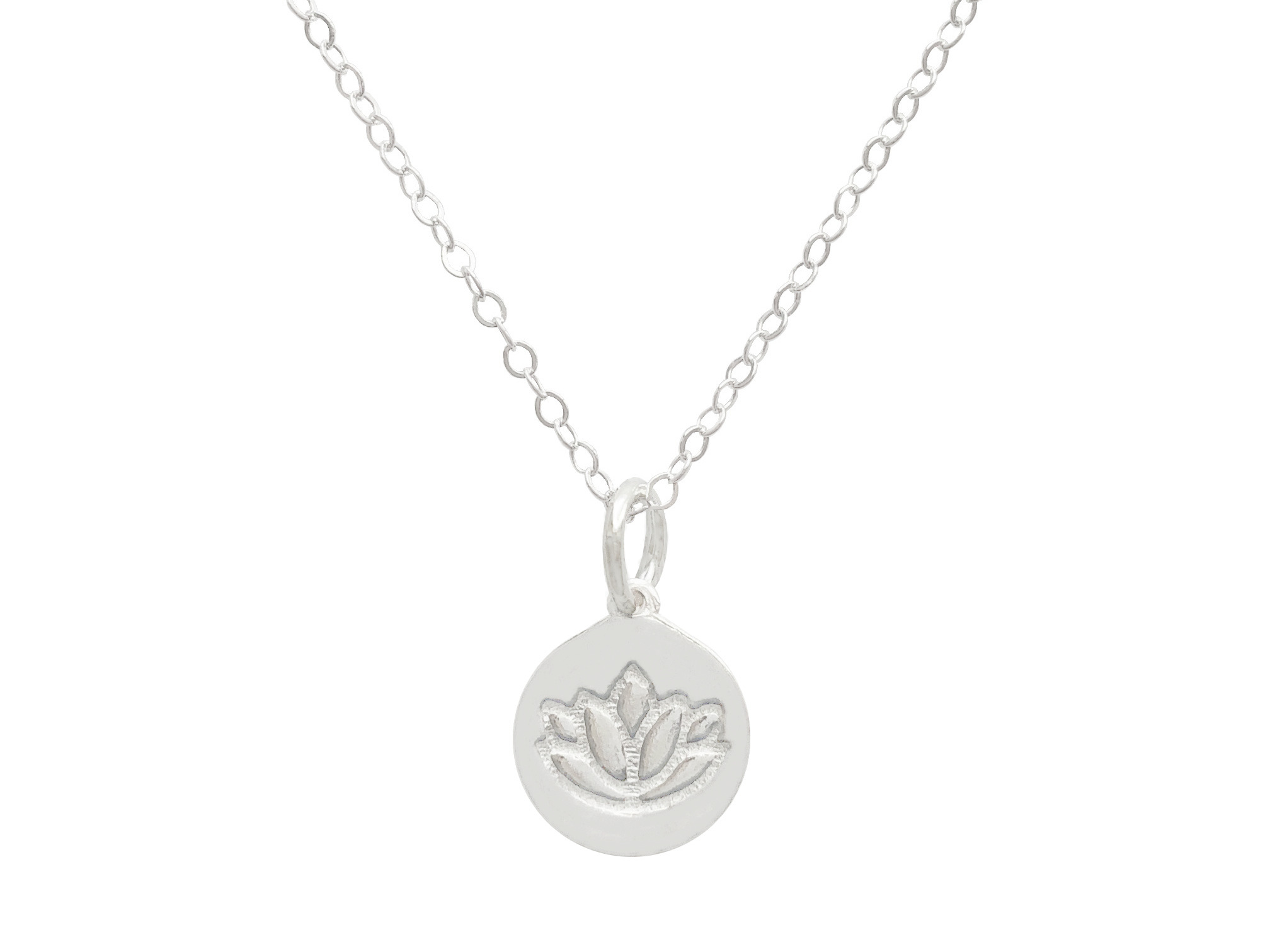 Collier NESSAYEM argent massif 925 petit pendentif médaille fleur de lotus-ras du cou-minimaliste-bohème - MARJANE et Cie