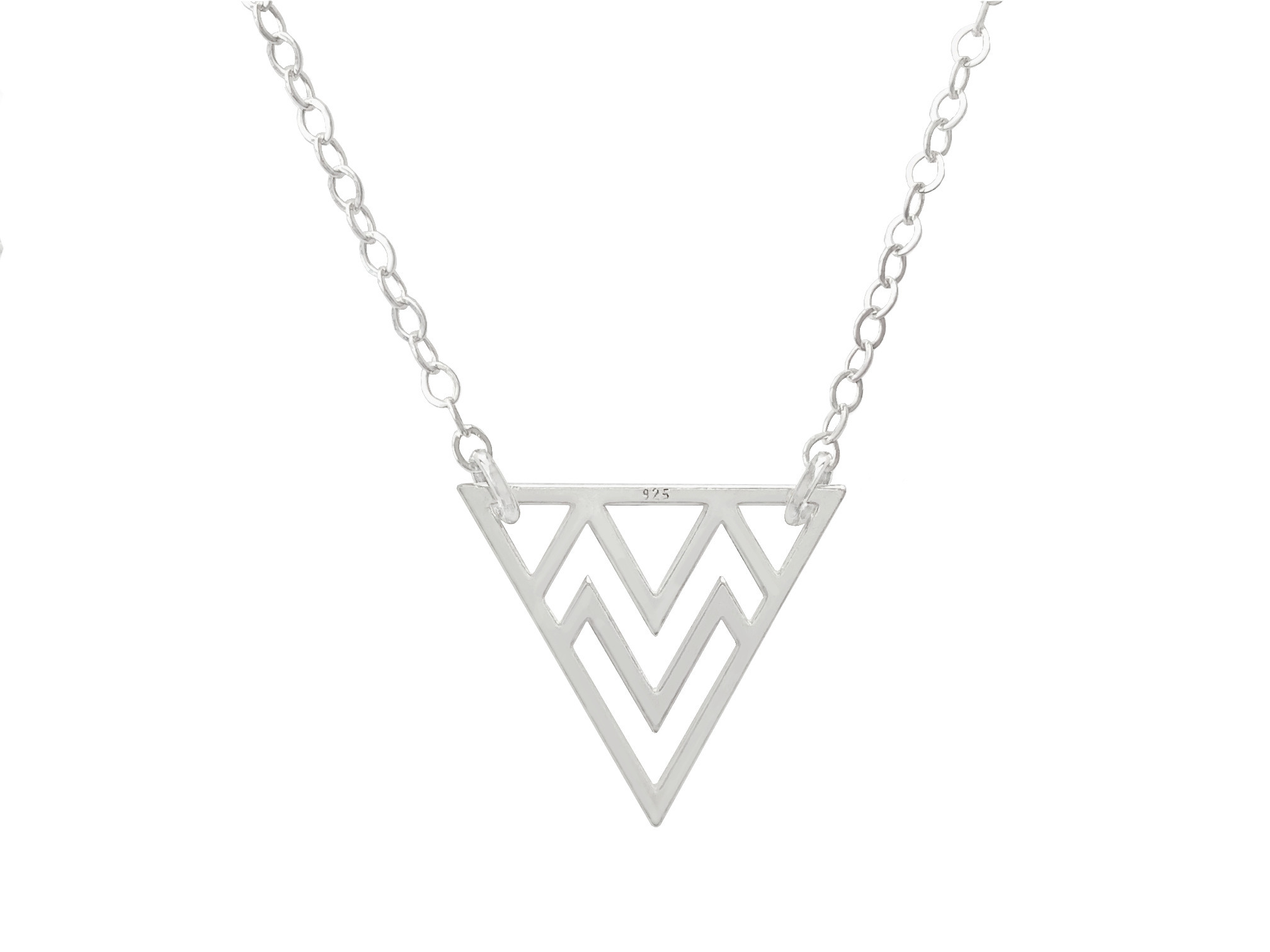 Collier WAFA argent massif 925 pendentif graphique triangle-minimaliste-bohème-ras du cou - MARJANE et Cie