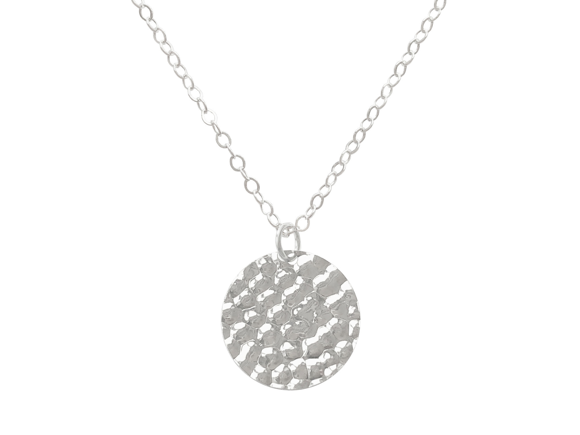 Collier WISSEM argent massif 925 pendentif sequin médaille martelée-minimaliste-bohème- MARJANE et Cie