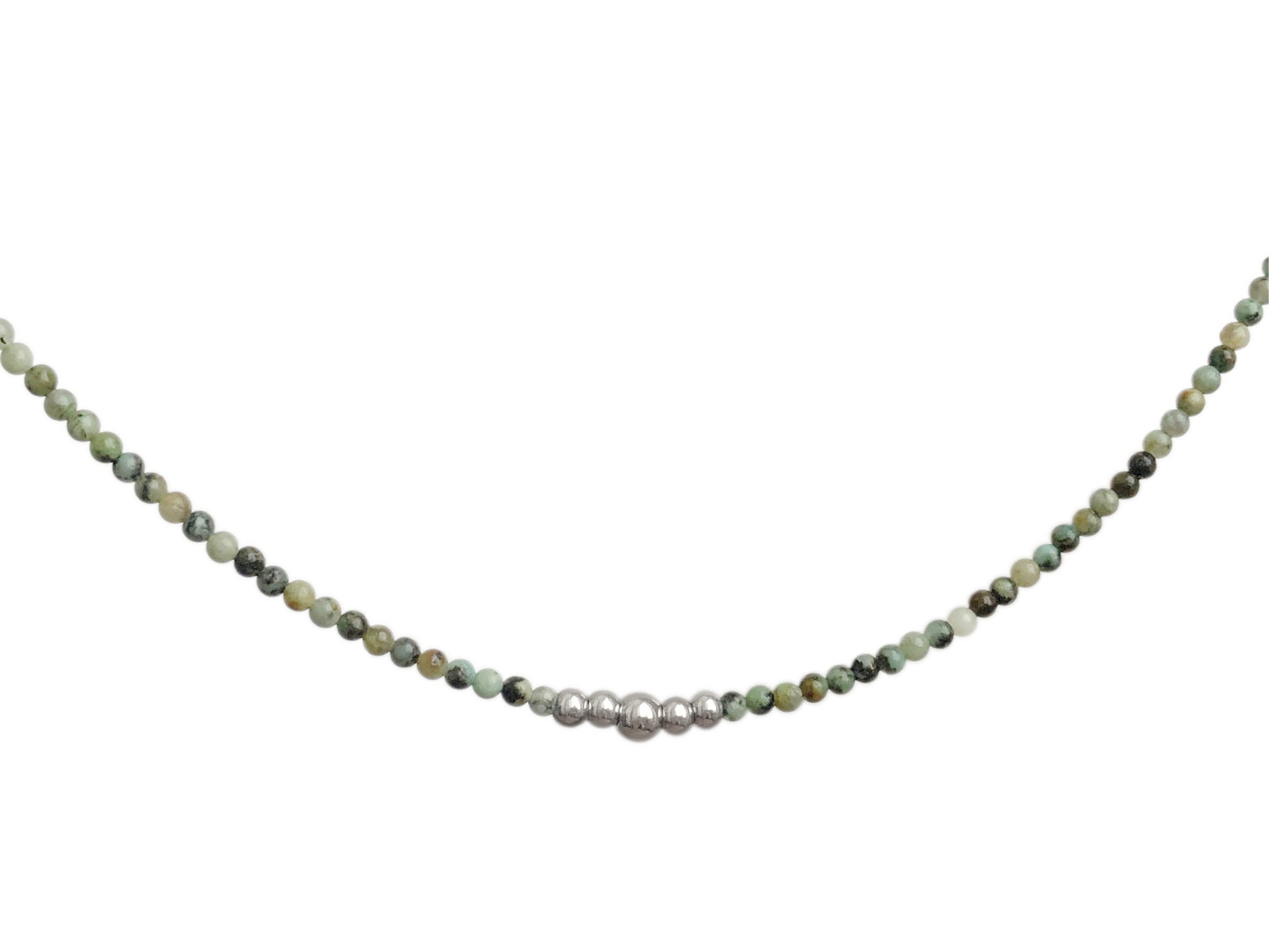 Collier DALAL3 perles naturelles semi précieuses turquoise africaine vert-ras du cou-minimaliste-bohème-tendance - MARJANE et Cie