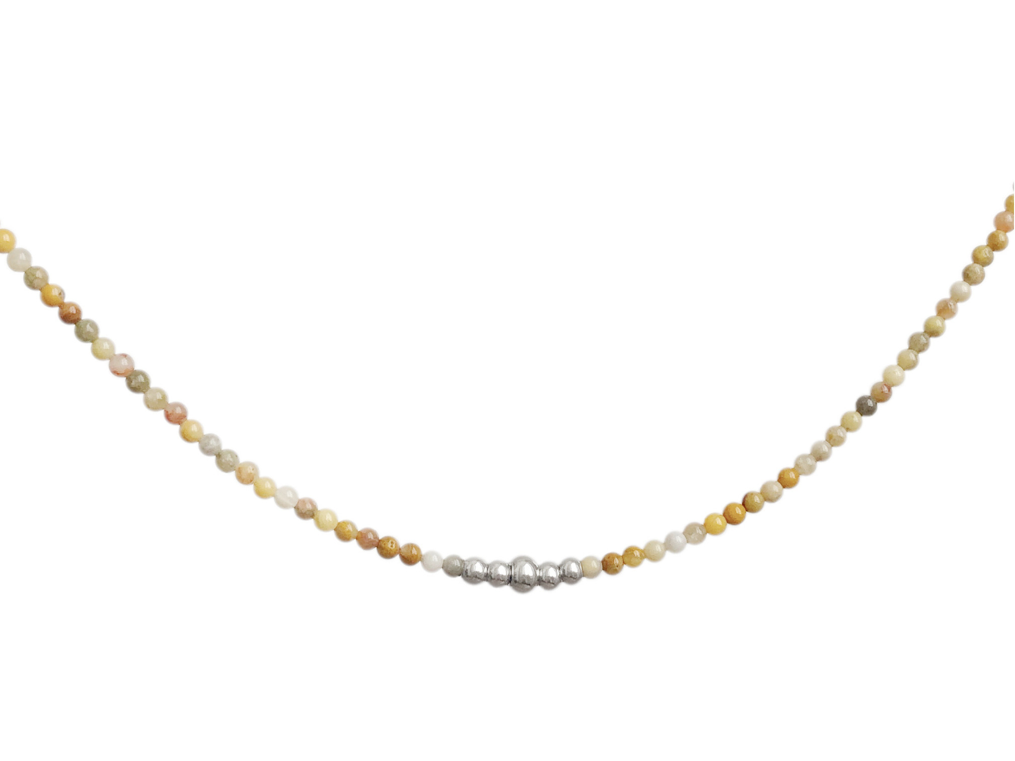 Collier DALAL1 perles naturelles semi précieuses agate crazy lace beige-ras du cou-minimaliste-bohème- MARJANE et Cie