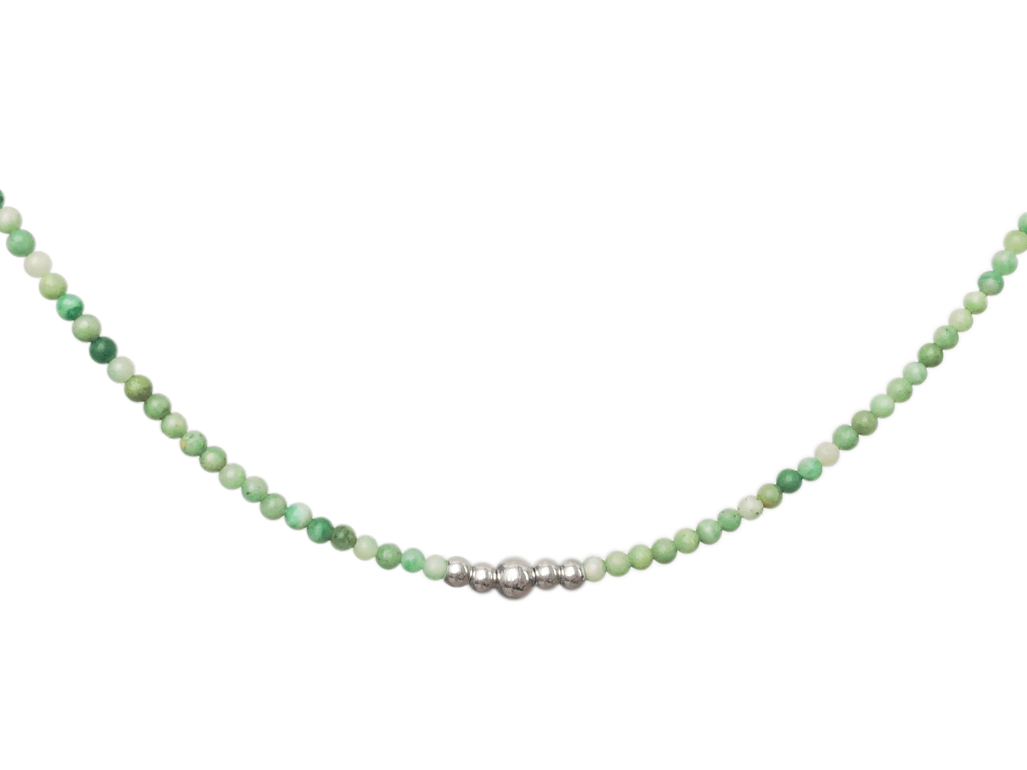Collier DALAL4 perles naturelles semi précieuses jade qinghai vert-ras du cou-minimaliste-bohème- MARJANE et Cie
