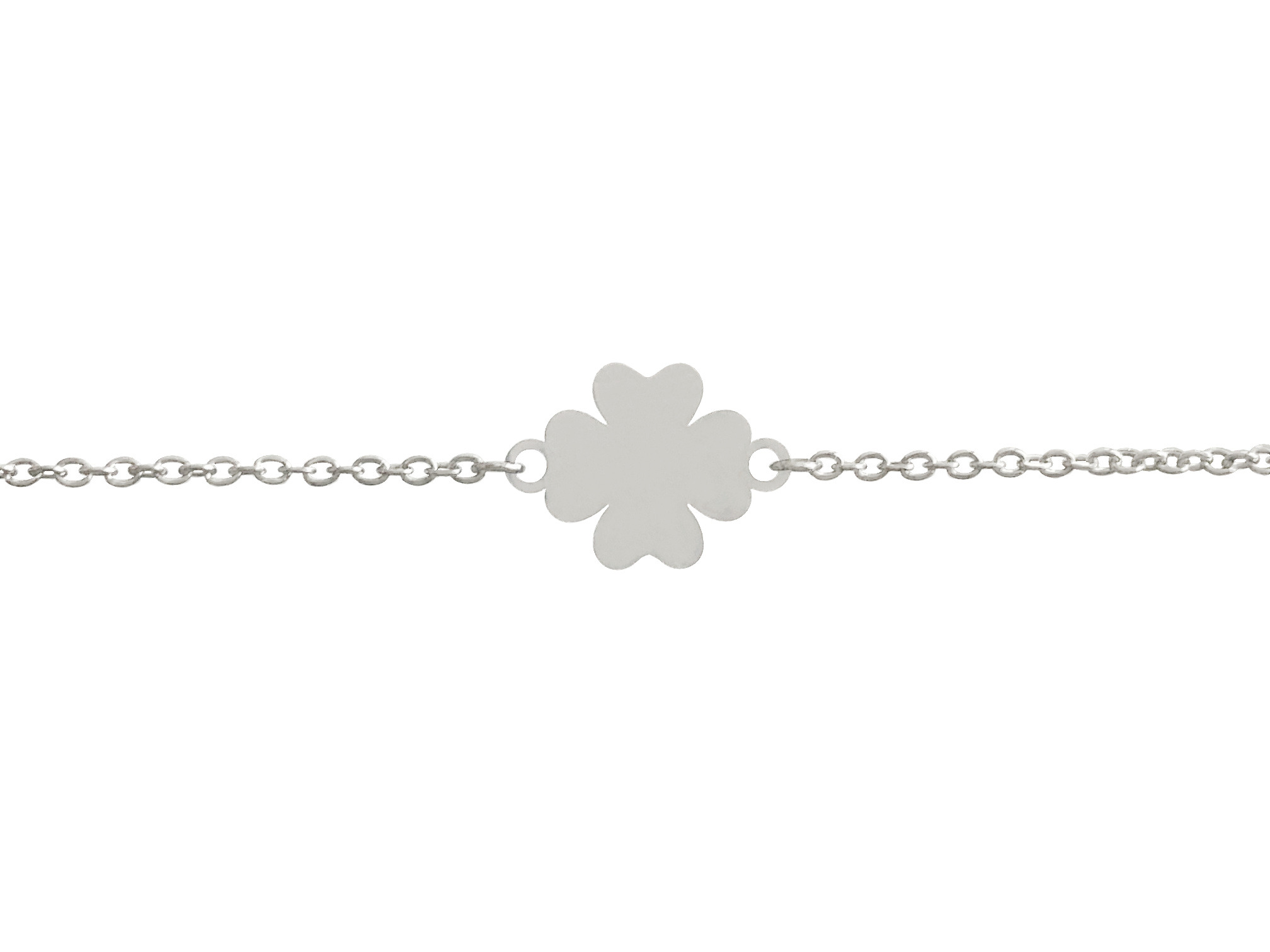 Bracelet YOURAM acier inoxydable argent trèfle à quatre feuilles-minimaliste-bohème porte bonheur- MARJANE et Cie