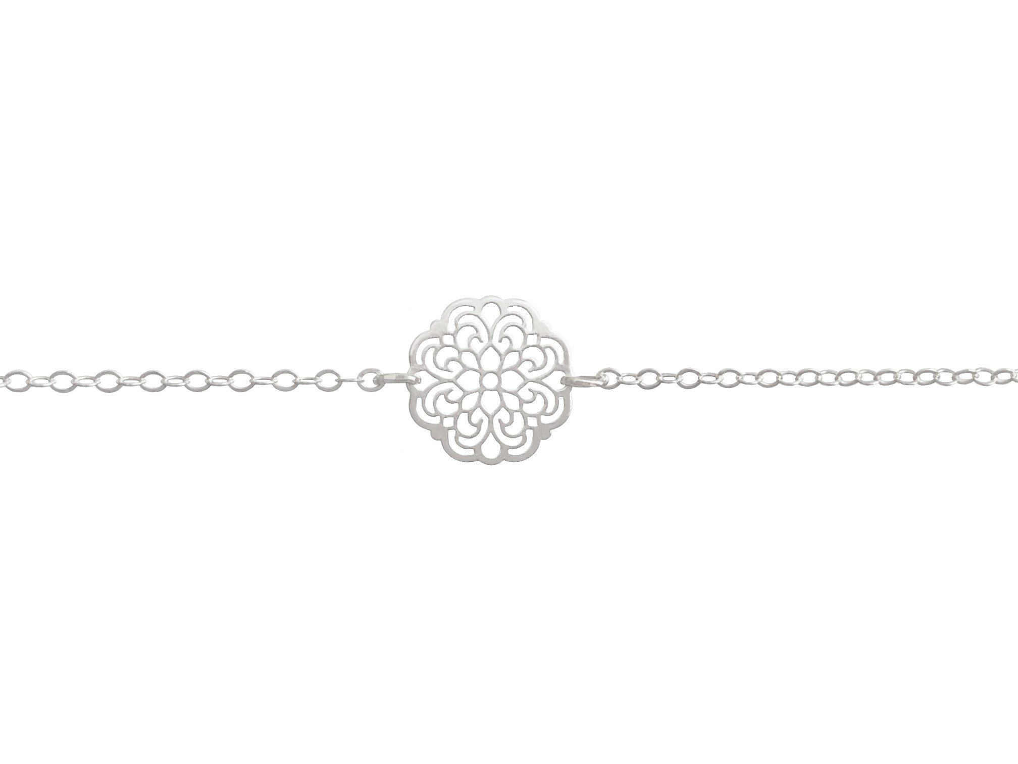 Bracelet AÏCHA argent massif 925 rosace mandala fleur-minimaliste-bohème - MARJANE et Cie