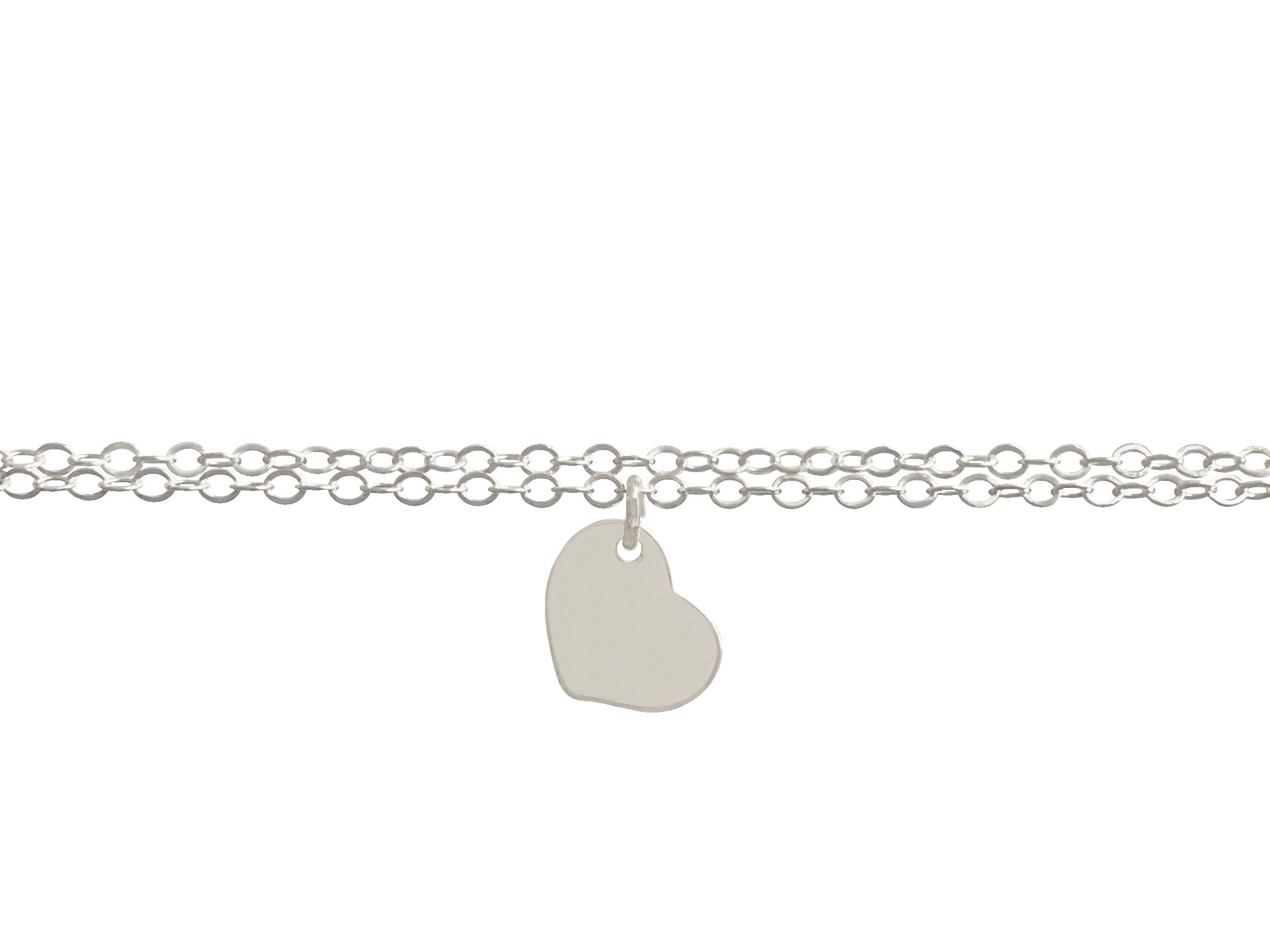 Bracelet ALMA argent massif 925 double rang pendentif breloque cœur-minimaliste-bohème - MARJANE et Cie