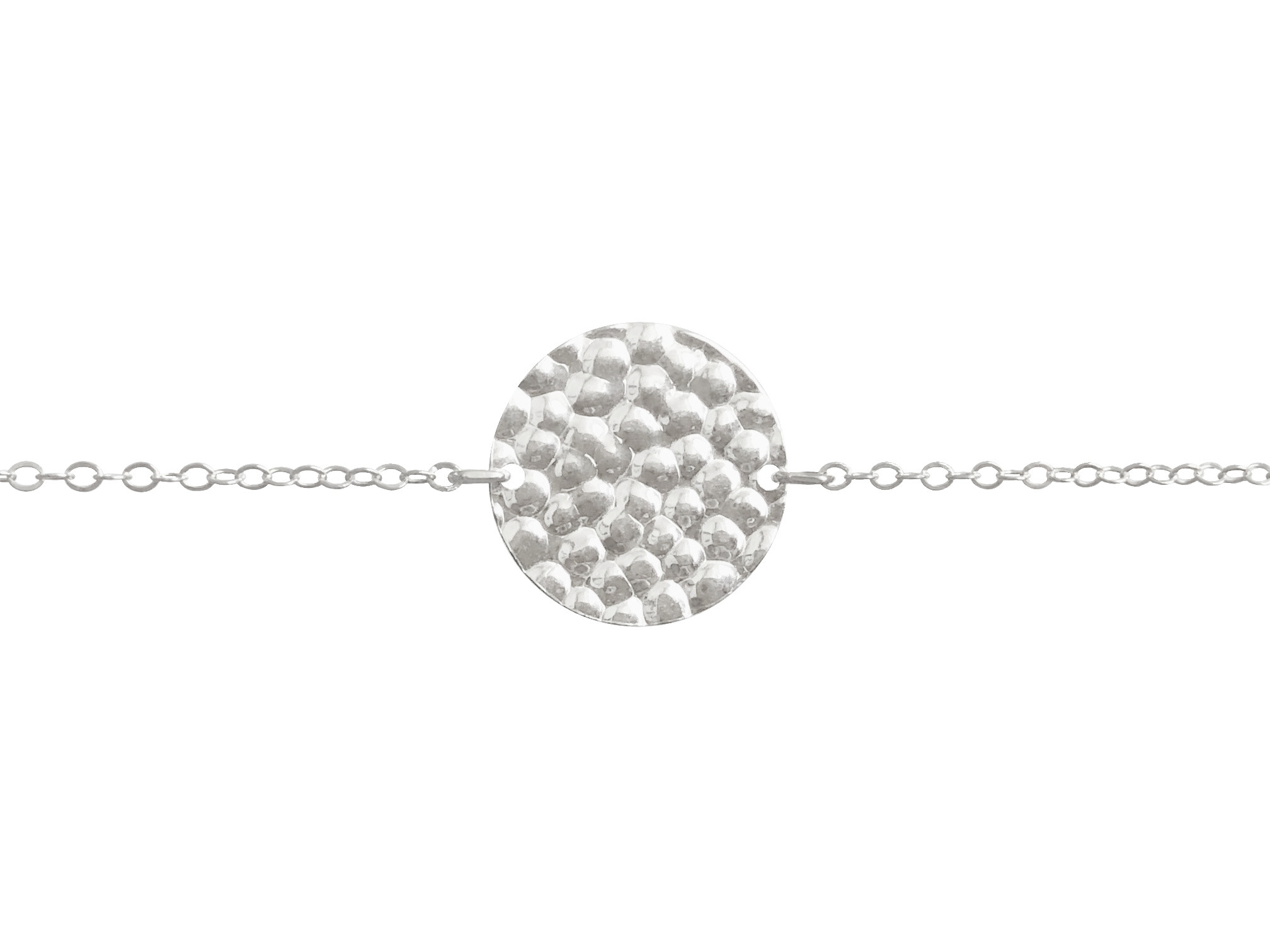 Bracelet AMANI argent massif 925 sequin médaille martelé-minimaliste-bohème - MARJANE et Cie