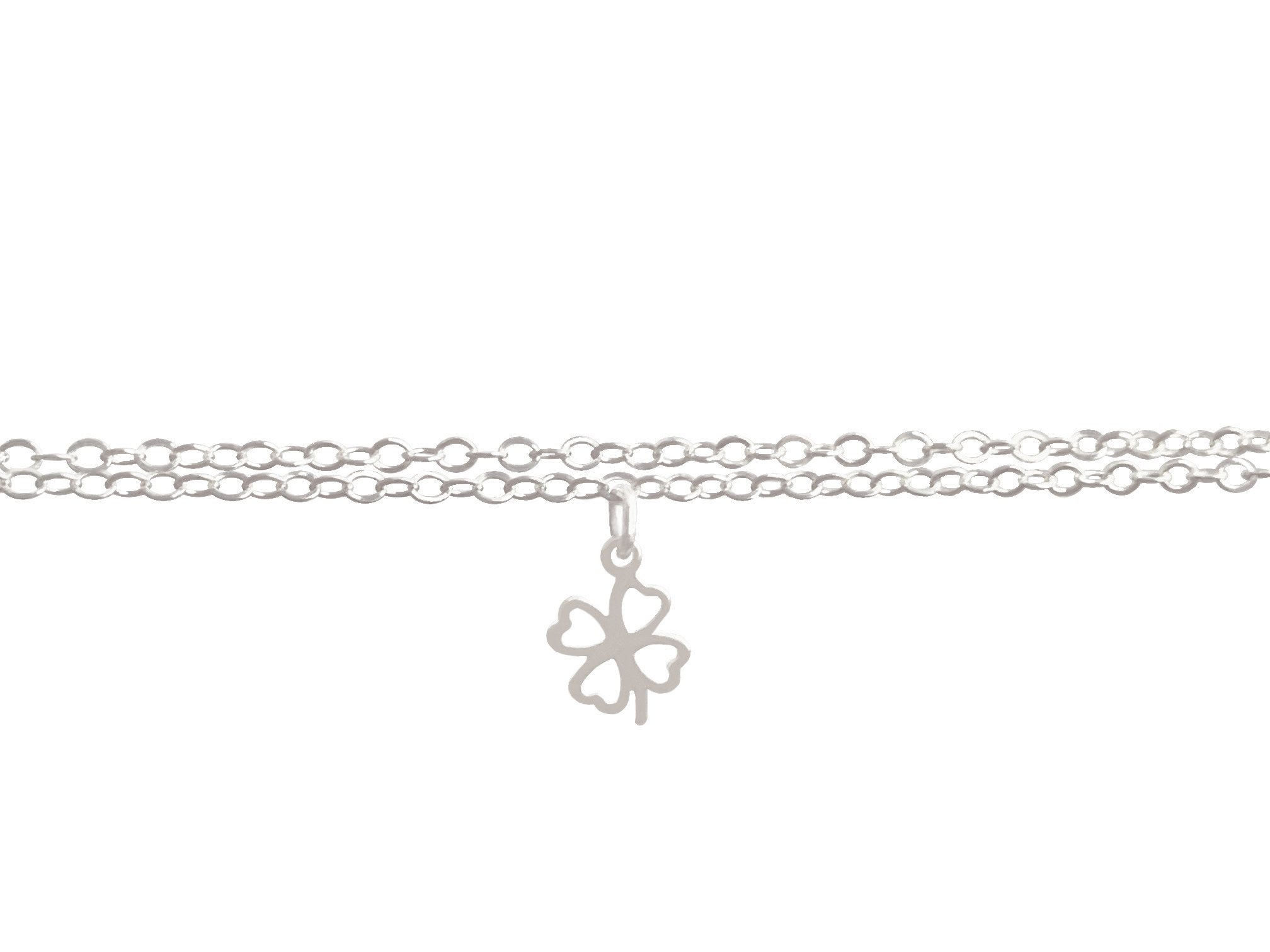 Bracelet BAKHTA argent massif 925 double rang pendentif trèfle à quatre feuilles minimaliste-bohème- MARJANE et Cie
