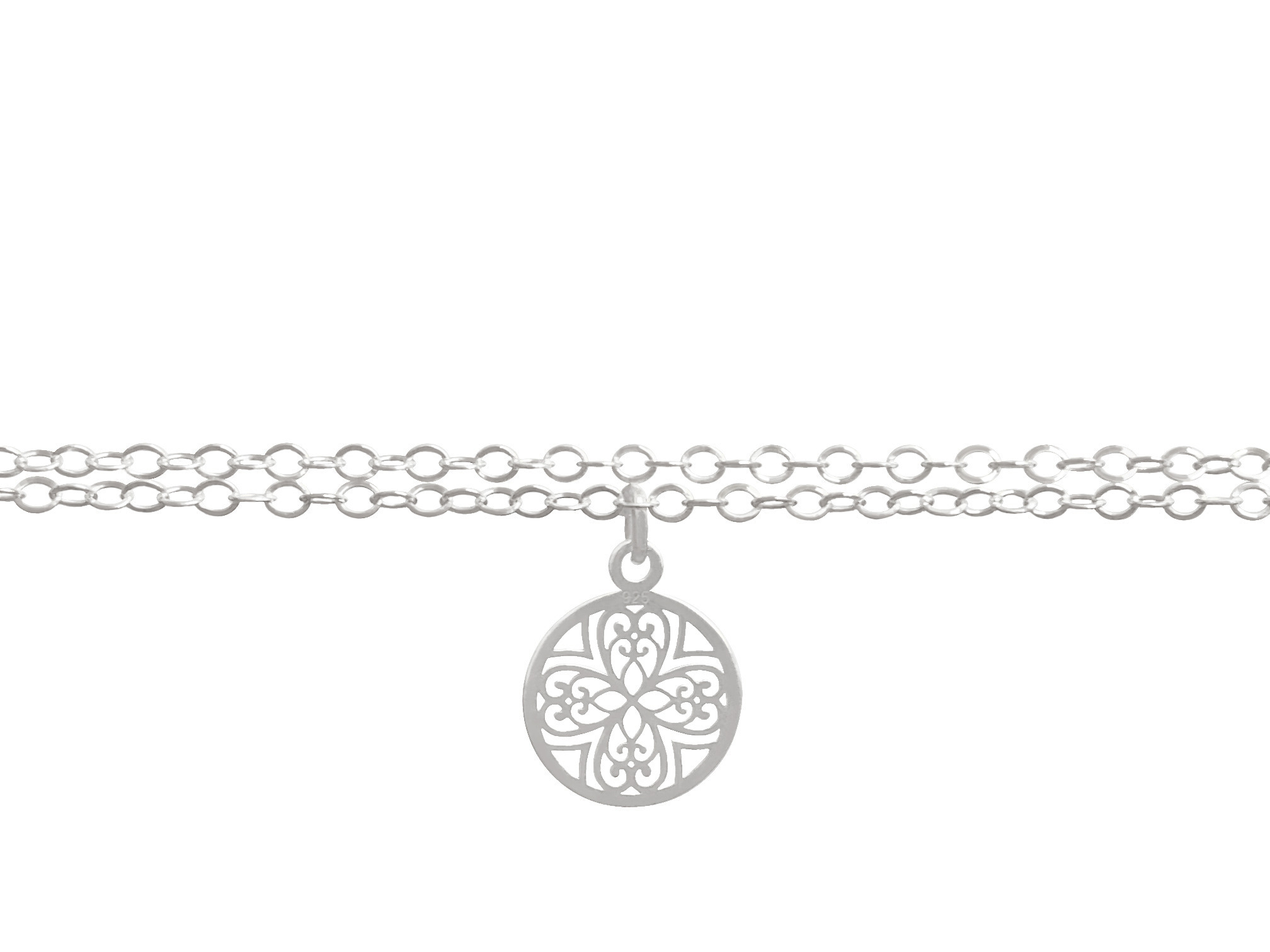 Bracelet NARJISSE argent massif 925 double chaine pendentif fleur -minimaliste-bohème- MARJANE et Cie
