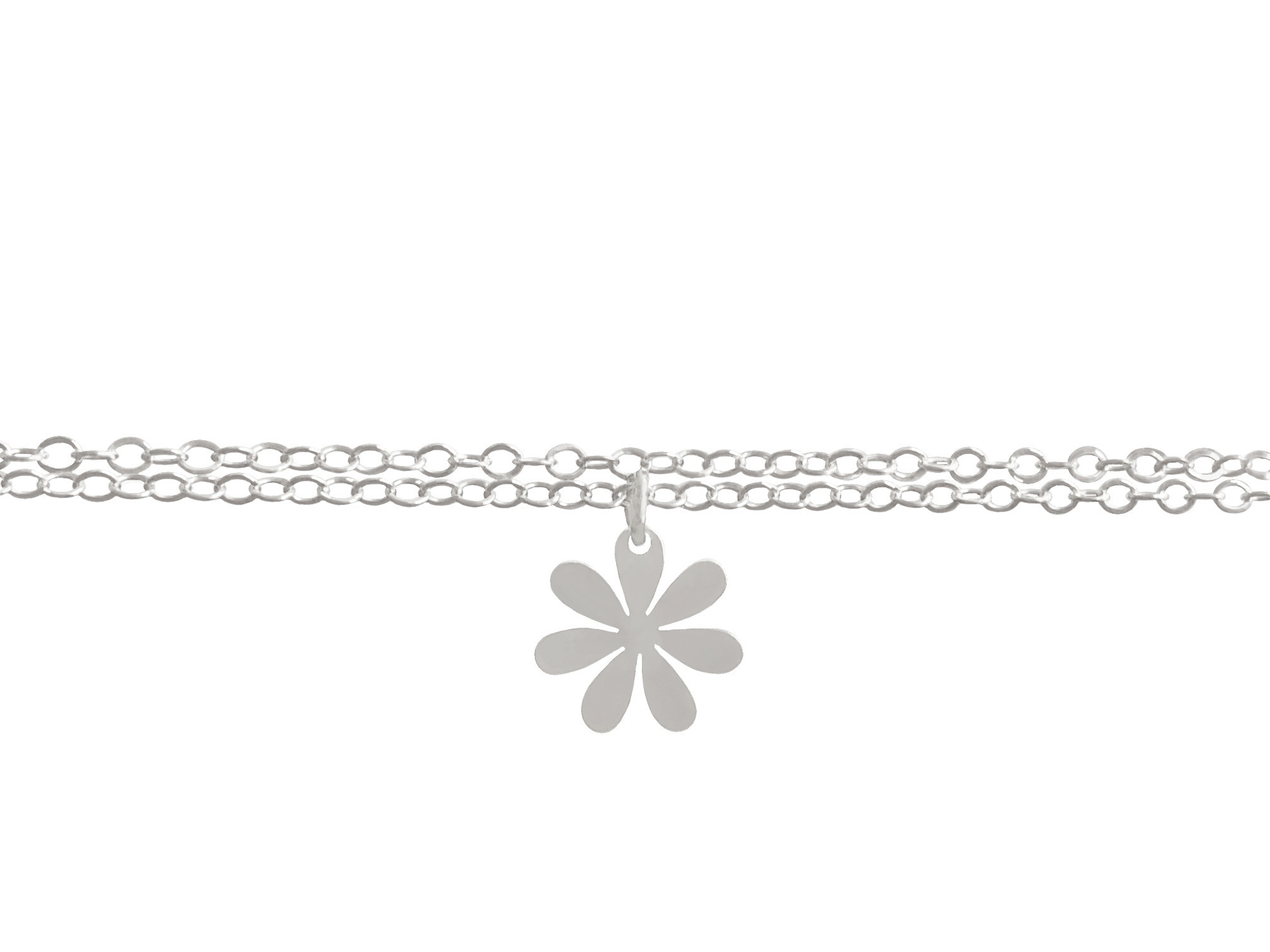 Bracelet NELIA argent massif 925 double rang pendentif breloque fleur-minimaliste-bohème- MARJANE et Cie