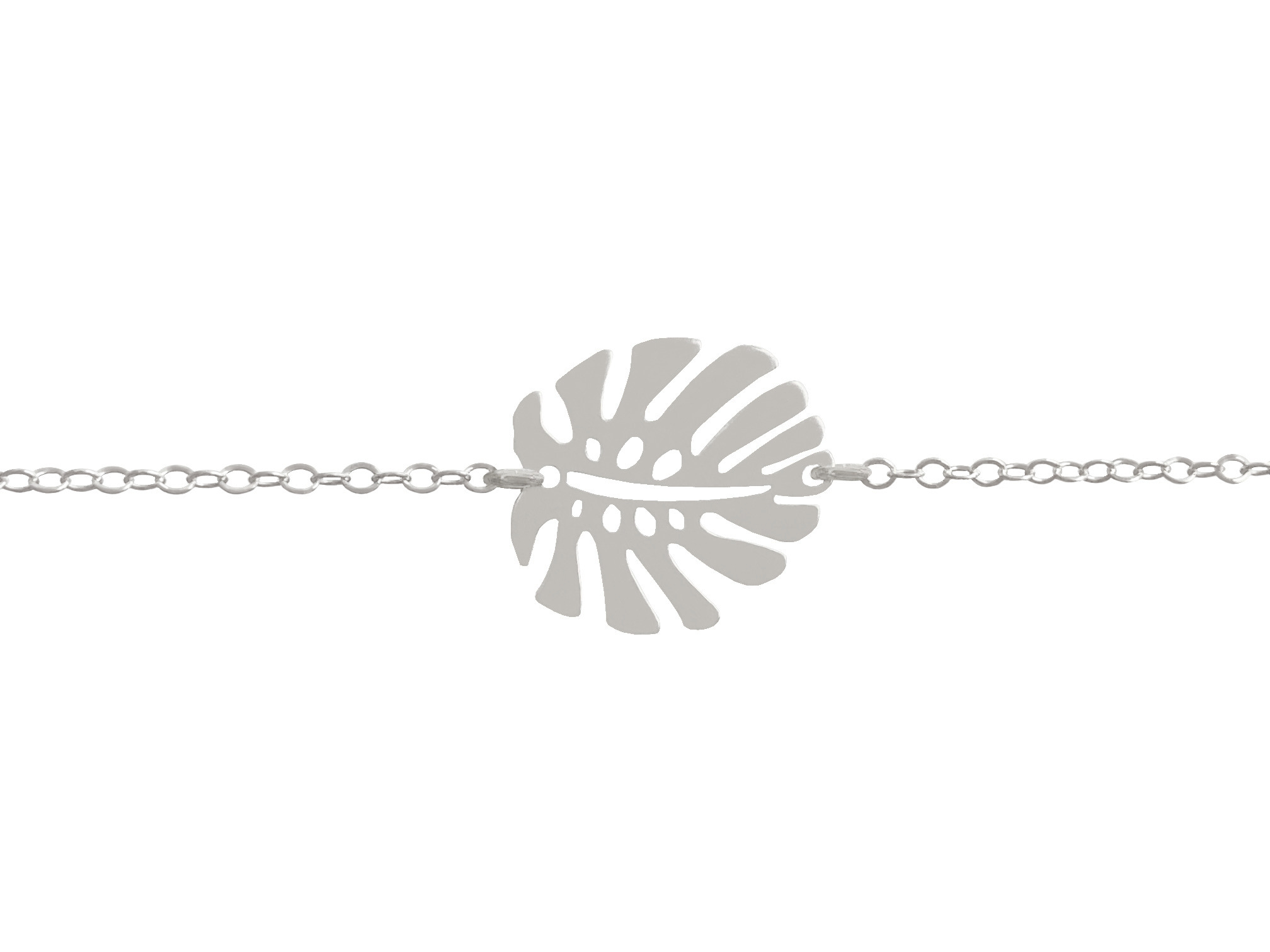 Bracelet NIHAL argent massif 925 connecteur feuille de monstera deliciosa-minimaliste-bohème - MARJANE et Cie