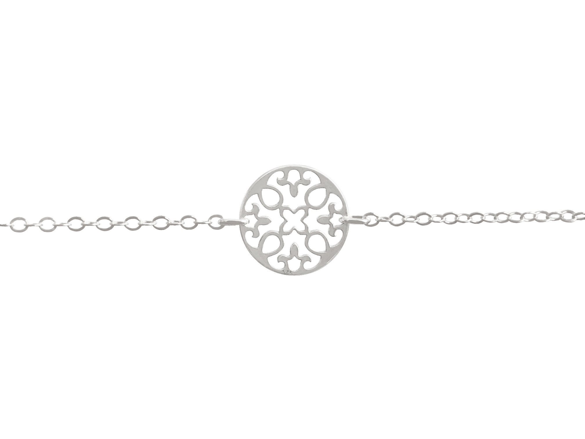 Bracelet ROKAYA argent massif 925 connecteur rond rosace fleur-minimaliste-bohème- MARJANE et Cie