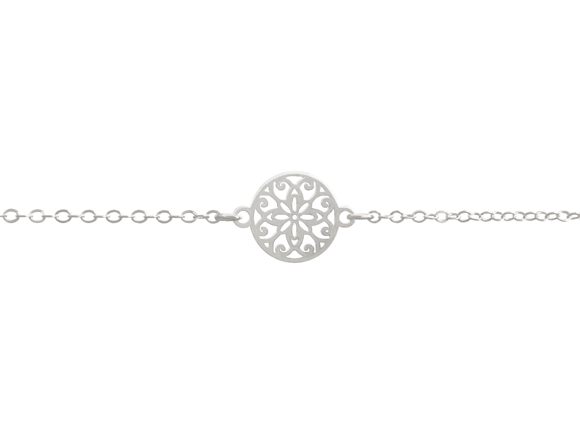 Bracelet SABRINE argent massif 925 connecteur rond médaille fleur-minimaliste-bohème- MARJANE et Cie